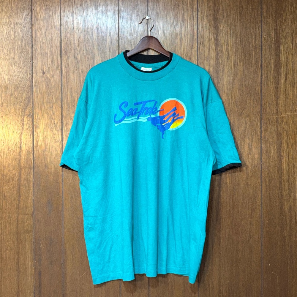 Vintage Royal Caribbean Sea Trek Graphic T-Shirt Double Sided Teal